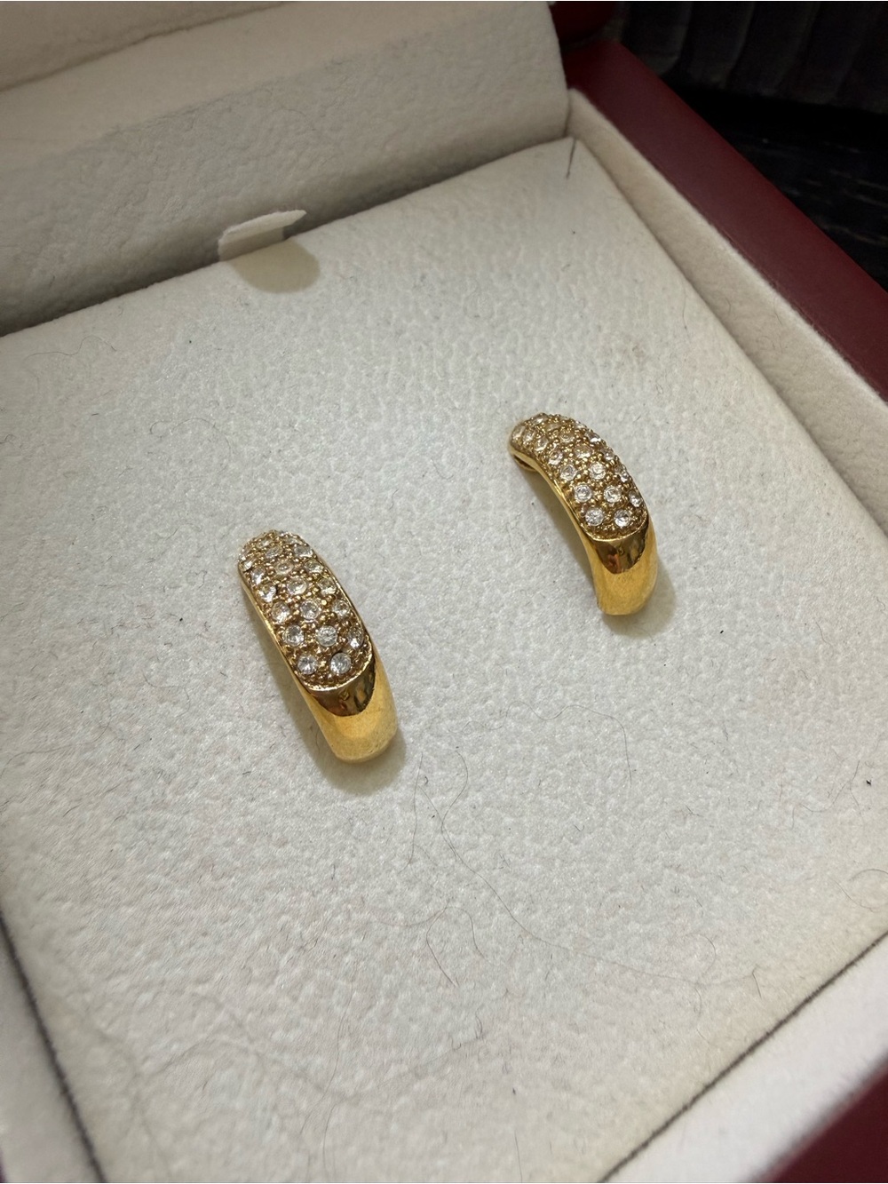 Vintage Gold Swarovski Pavé Half Hoop Earrings